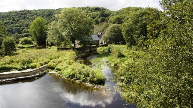 Nature et ressourcement au Moulin Meur, ancien Moulin à eau au bord de la rivière l'Hyères à Carhaix